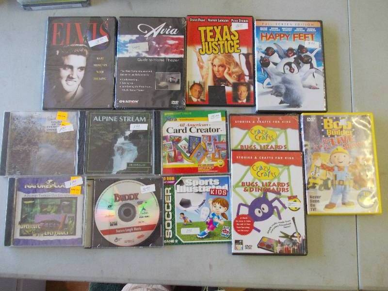 Variety Of DVDs, CDs, CD-Rom