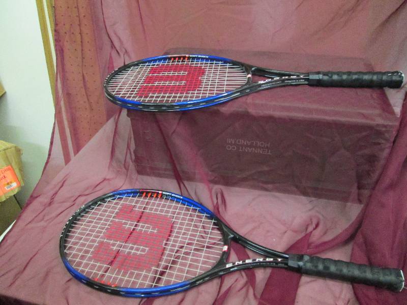 lot 57 image: Qty 2 Wilson soft shock tennis rack...