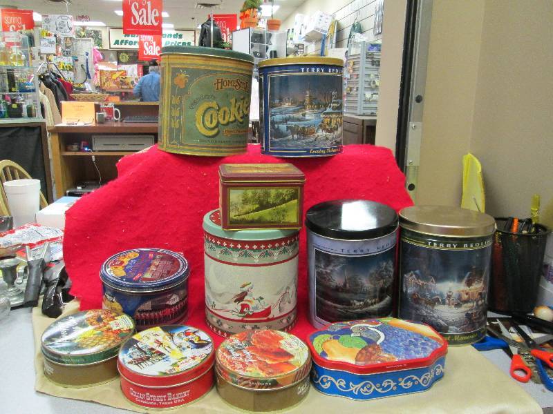 lot 110 image: Assortment of tins with different d...