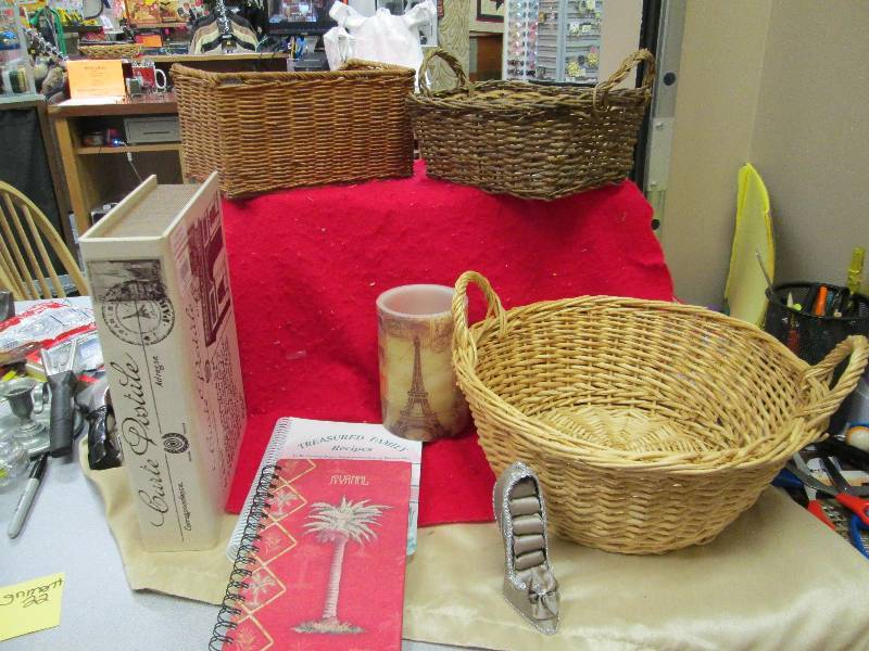 lot 111 image: Basket, Journal, Treasured family r...