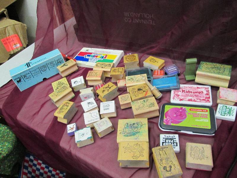 lot 134 image: Assortment of stamps and ink pads...