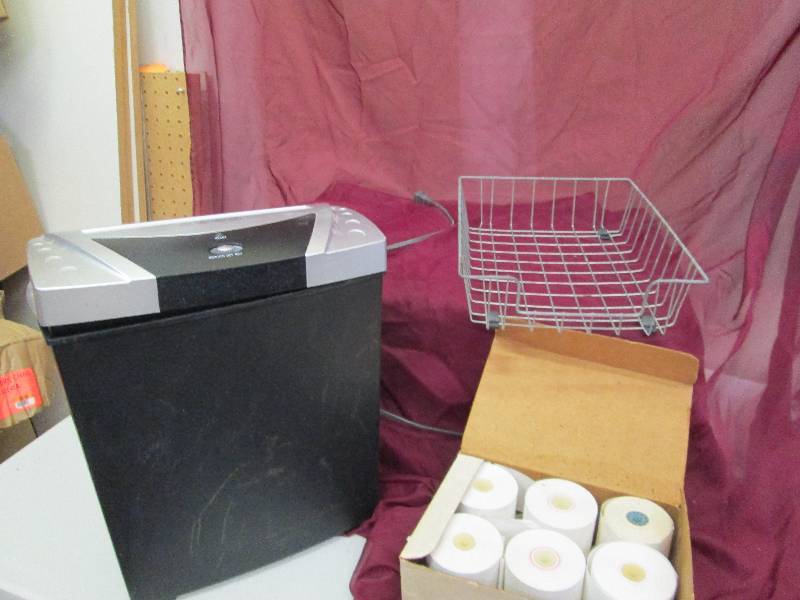 lot 160 image: Adding machine paper rolls, a wire ...