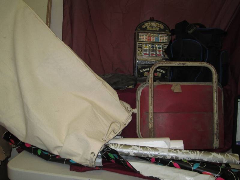 lot 182 image: Old seat for boat,  some wrapping p...