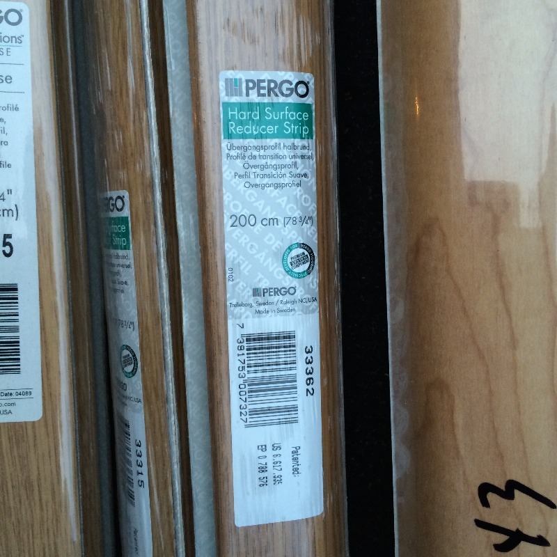PERGO assorted stair nose,reducer strip  Lot of approx. 16   8 foot pieces   New