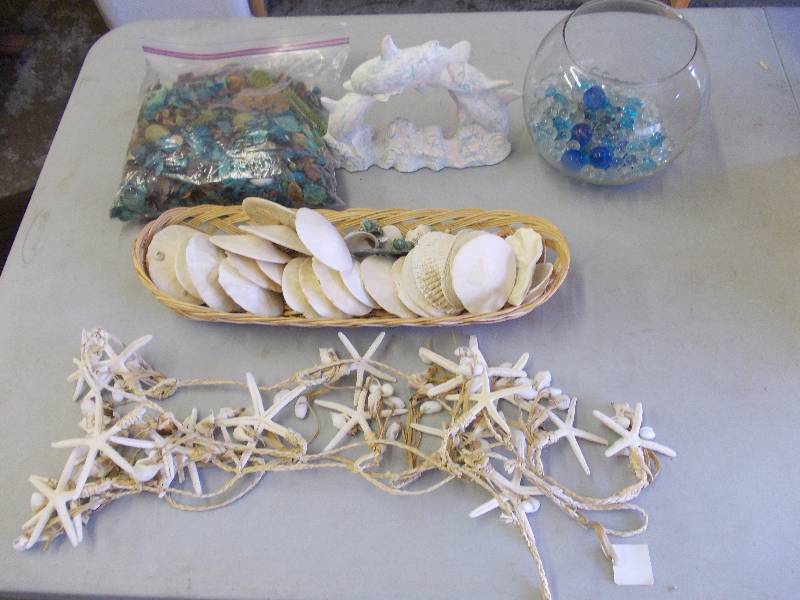 Starfish & Seashell Garland, Dollars, Decorative Glass Marbles, Ceramic Dolphin