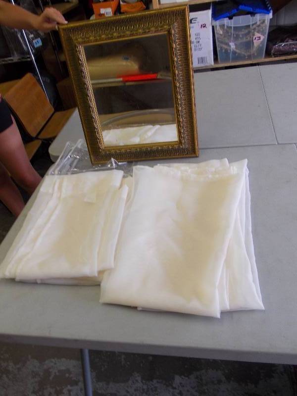 Decorative Mirror, 2-Pair Sheer Panels (1-Pair Long, 1-Pair Short)