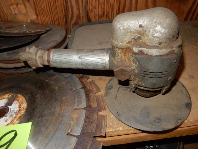 Pneumatic Polishersander.. Misc. Discs.. 3, 14in diamond edged blades (used). 1 Asphalt Blade