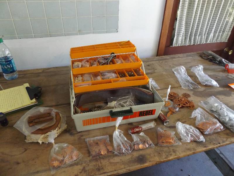 Tackle box of craft supplies