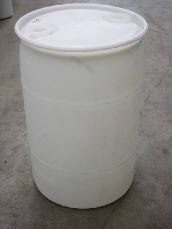 lot 15 image: (1) 35-Gallon Plastic Barrel, No Ca...