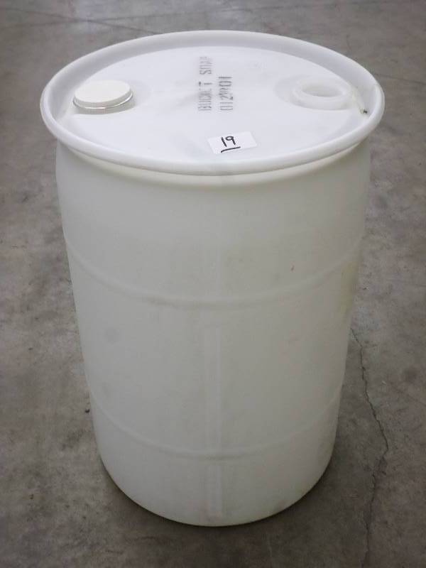 lot 19 image: (1) 35-Gallon Plastic Barrel, No Ca...