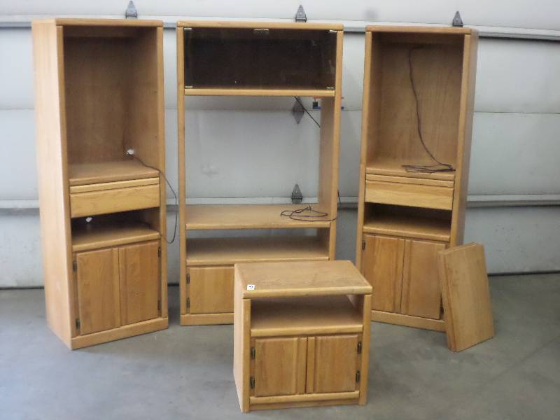 lot 27 image: 4-Piece Wooden Entertainment Center...