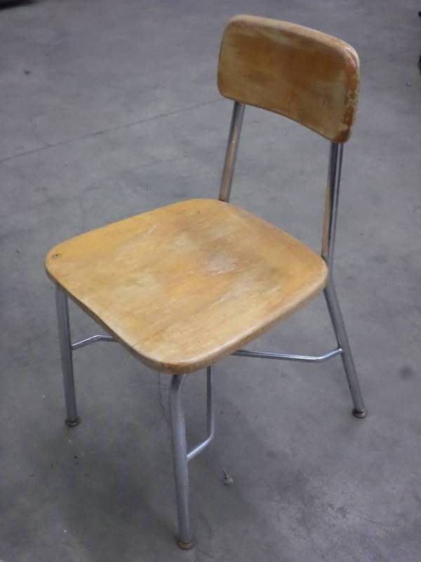 lot 41 image: Vintage Steel-Framed School Chair ...