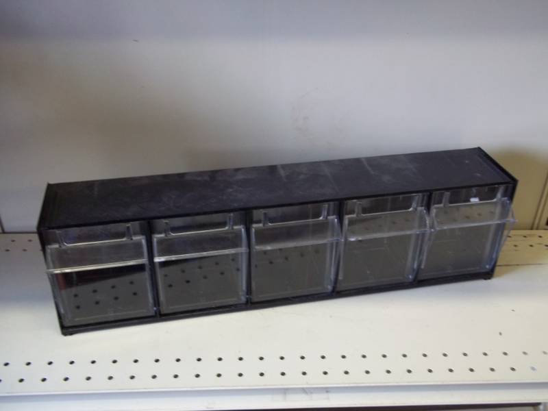 lot 12 image: Plastic parts bins 23.5 x 6.5 x 4