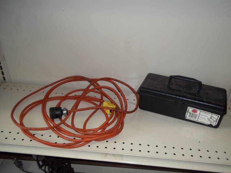 lot 48 image: Extension cord and tool box