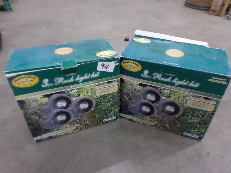lot 94 image: (2) 3-Piece Landscape Lighted Rock ...