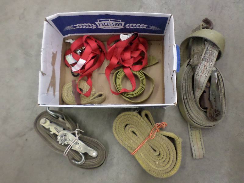 lot 100 image: Box Of Misc Straps & Etc ...
