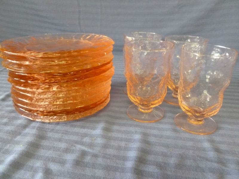 Pink Glass Luncheon Set
