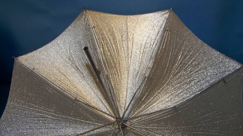 lot 64 image: (3) Silver, Lighting Reflectors  Umbrellas