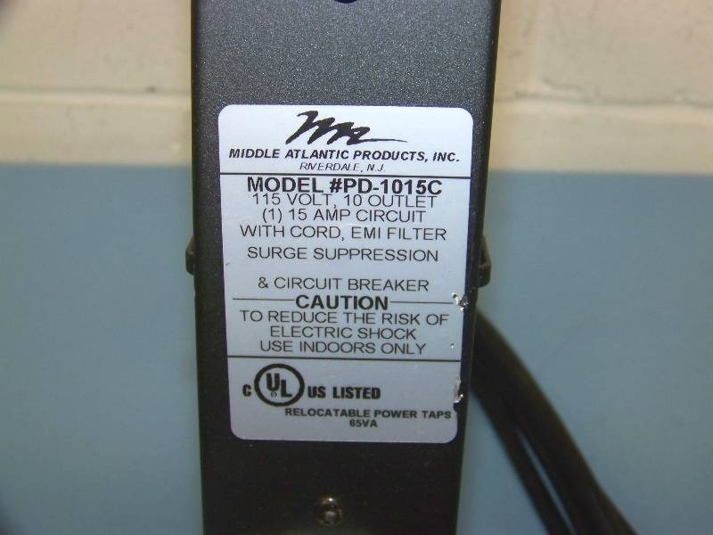 lot 84 image: Middle Atlantic, 10 Outlet, Rack Mountable, Power Strip