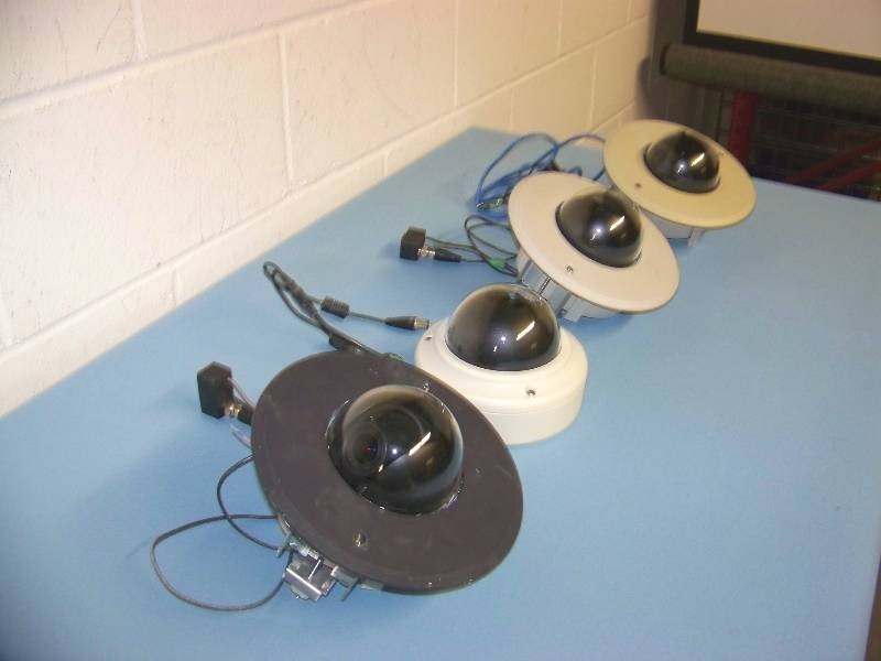 lot 37 image: (4) Sony, Color Security Cameras in plastic, dome coverings