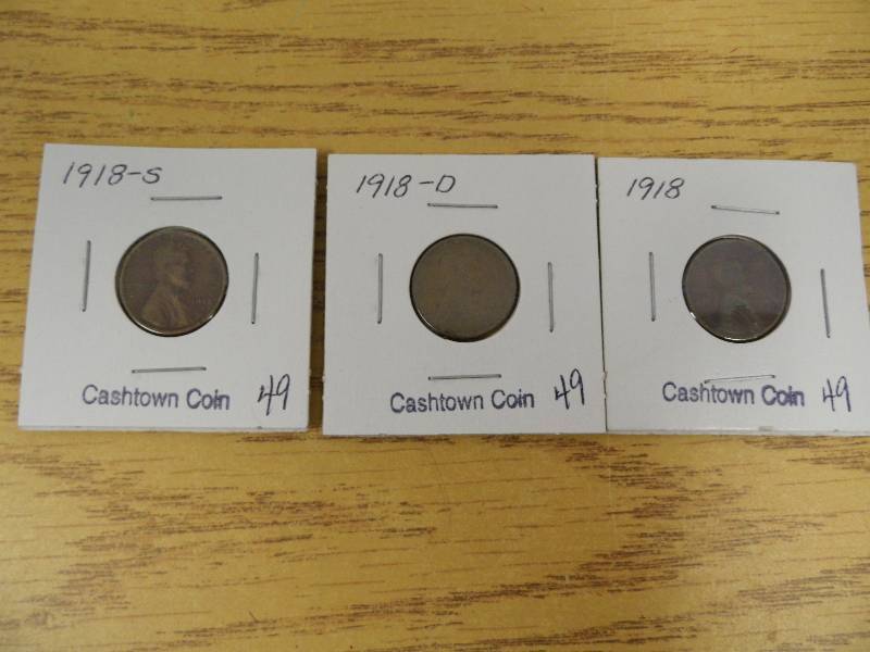 1918 P, D, & S Lincoln Wheat Cents