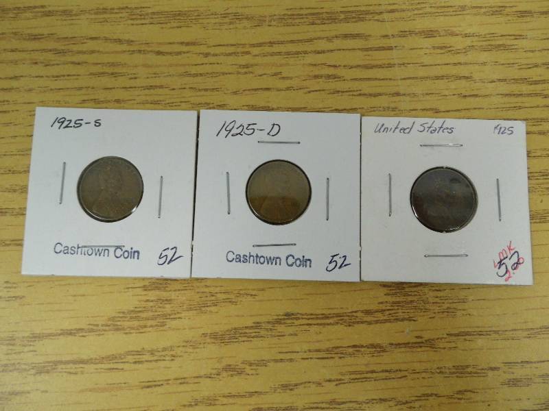 1925 P, D, & S Lincoln Wheat Cents