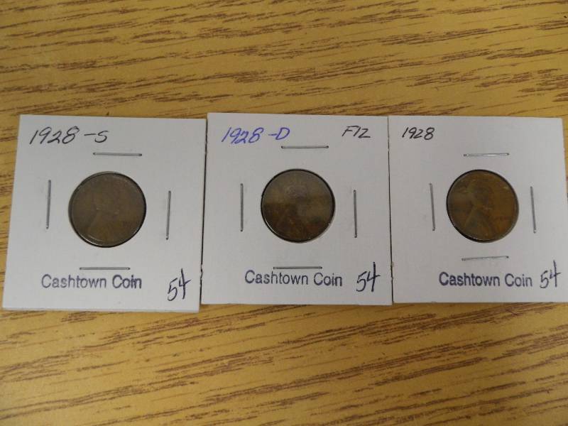 1928 P, D, & S Lincoln Wheat Cents