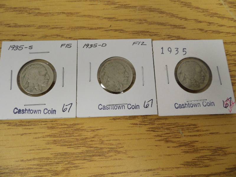 1935 P, D, & S Buffalo Nickels