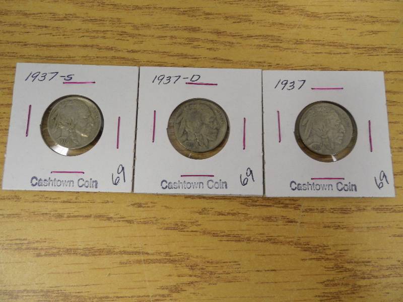 1937 P, D, & S Buffalo Nickels