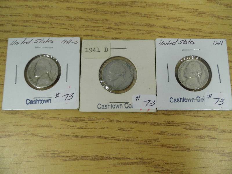 1941 P, D, & S Jefferson Nickels