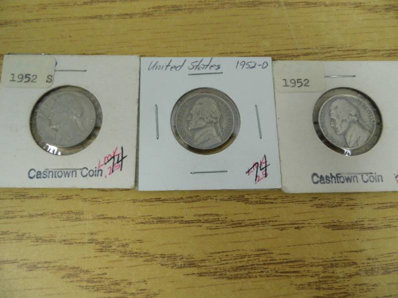 1952 P, D, & S Jefferson Nickels