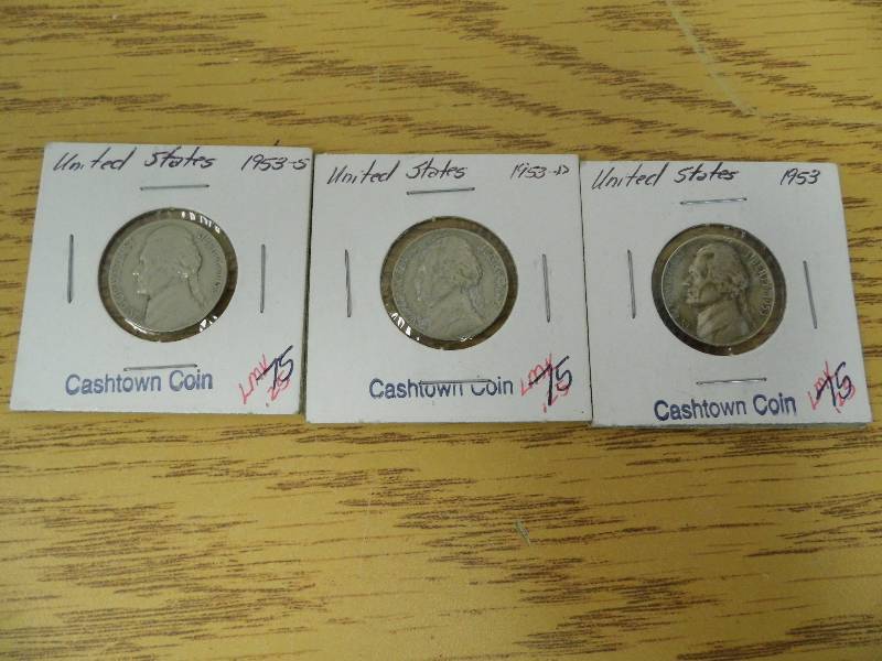 1953 P, D, & S Jefferson Nickels