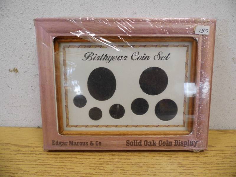 Solid Oak Birthyear Coin Set Frame