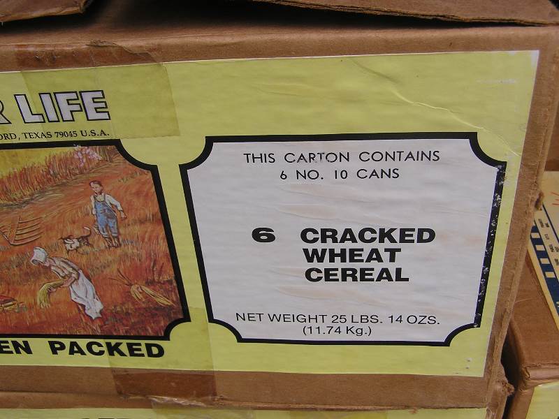 CRACKED WHEAT CEREAL 6-#10 CANS NITROGEN PACKED