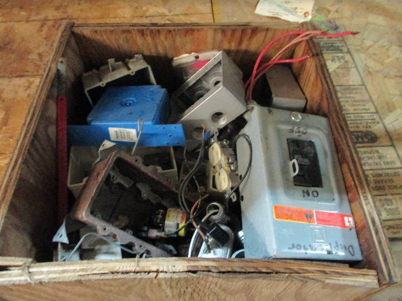 lot 69 image: box of electrical supplies