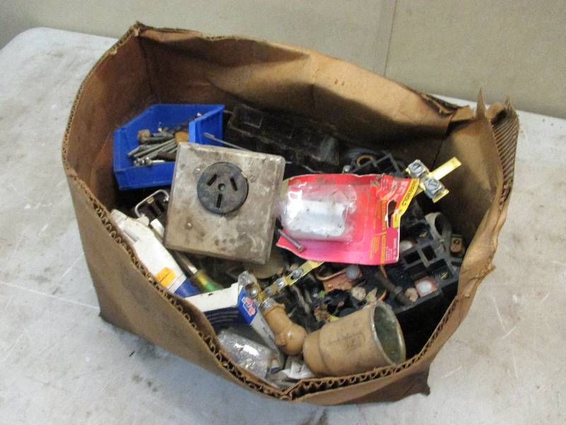 lot 73 image: box of electrical supplies