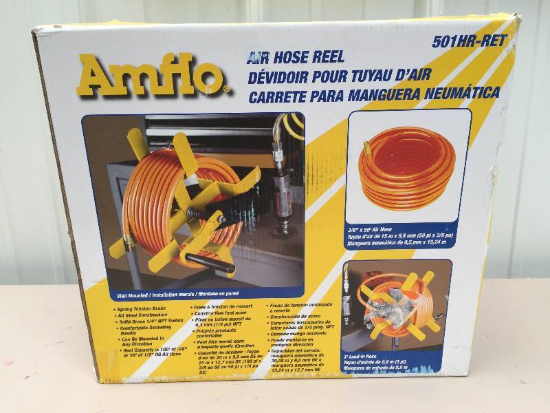 lot 9 image: Amflo - Air Hose Reel w 50ft of hose