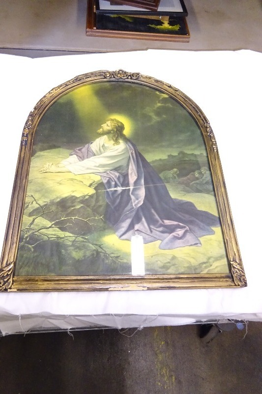 Religious picture and wood frame