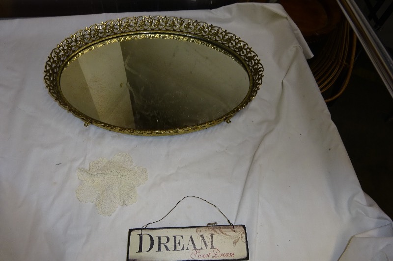 Round Mirror Wood Sign,