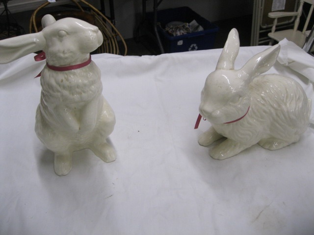 2 bunnies figurines
