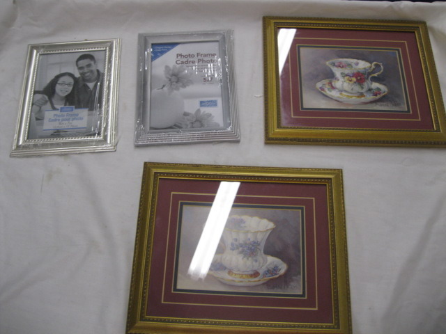 2 picture frames and 2 pictures in frames