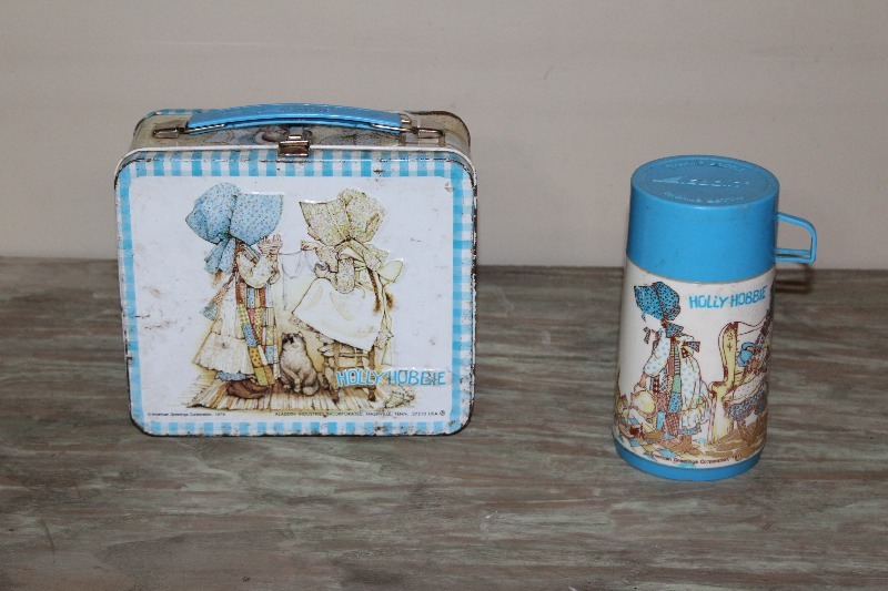 lot 22 image: 1979 Holly Hobbie Metal Lunchbox with Thermos