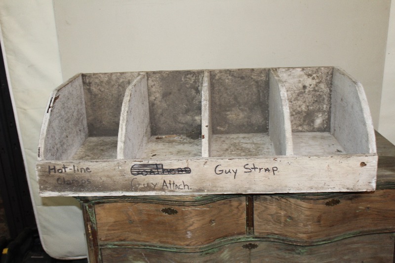 lot 104 image: Vintage Wood Parts  Storage Bin
