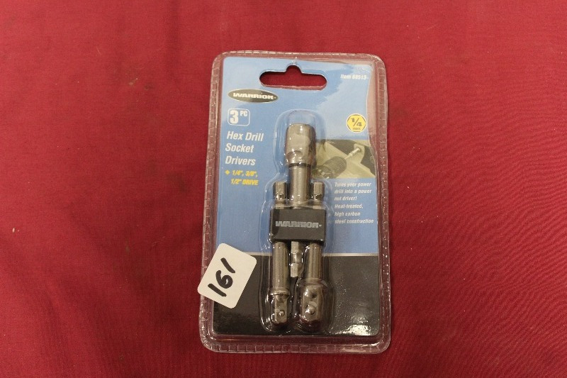 lot 161 image: 3 Piece Hex Drill Socket Driver Set