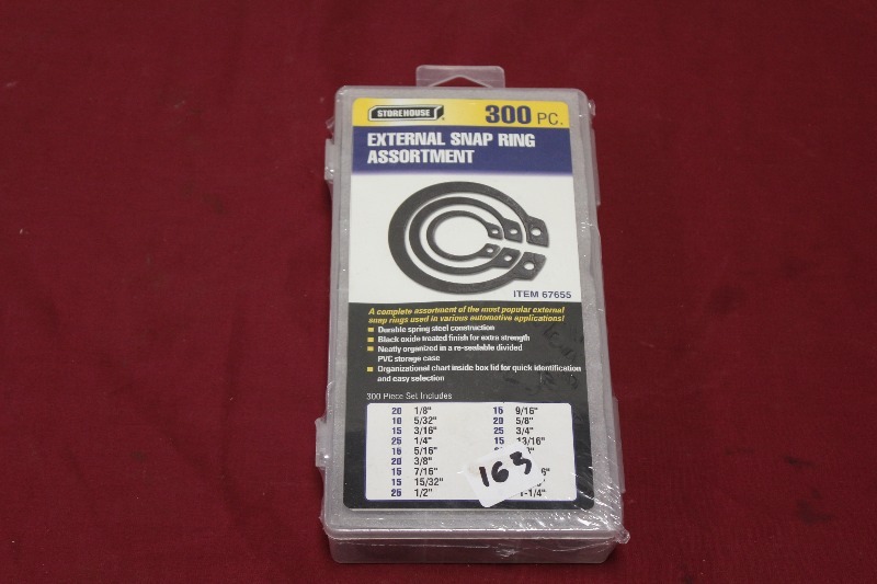 lot 163 image: Exrernal Snap Ring Assortment