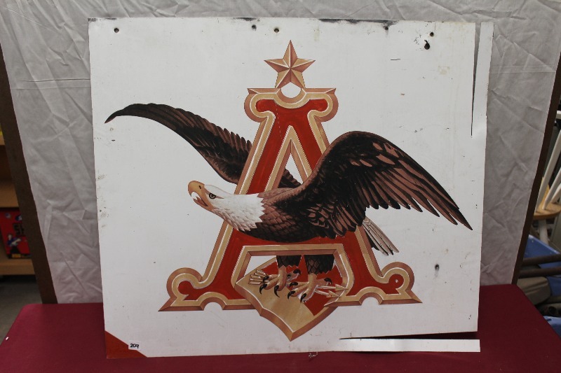 lot 209 image: Vintage Anheuser Busch Tin Sign