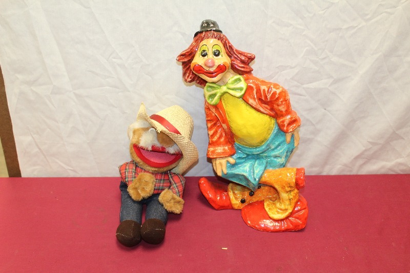 lot 317 image: Paper Mache Clown and Creepy Doll