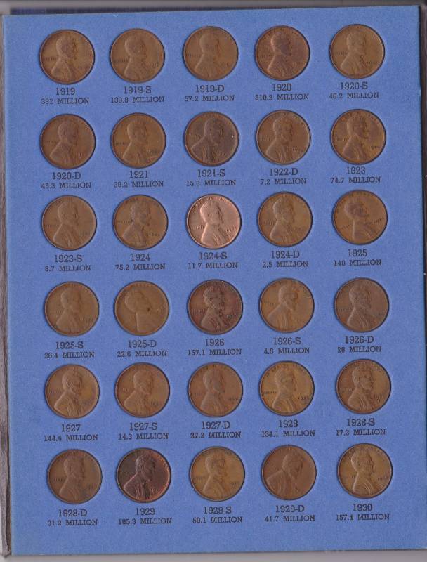Complete Set of Pennies 1909 - 1940 Including 1909 S VDB, 1914 D, 1922 D, 1931 S, 1909 S