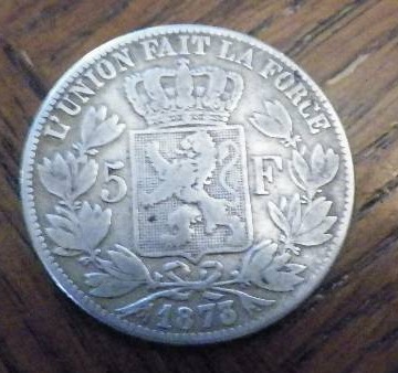 Belgium 1873 5 Franks