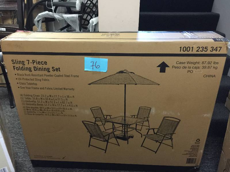 lot 76 image: Sling 7 piece Folding Dining Set